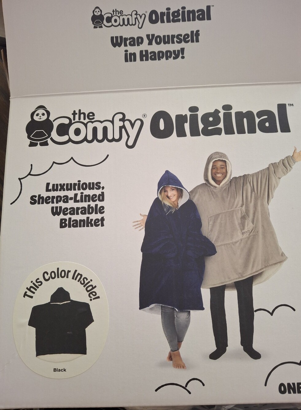 The Comfy Original Sherpa-Lined Wearable Blanket Hoodie - Black